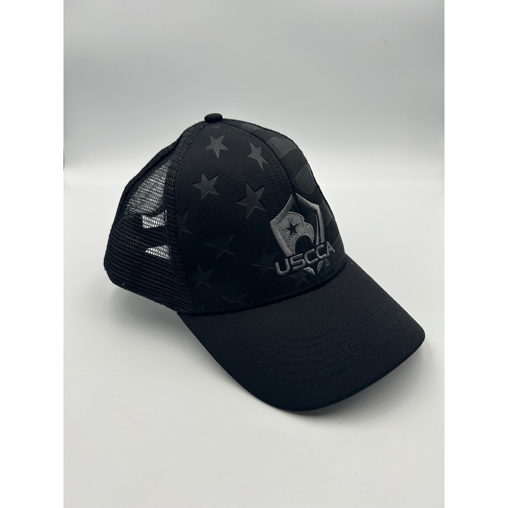 USCCA Tactical Trucker Hat Black Tonal American Flag Embroidered Snapback Cap